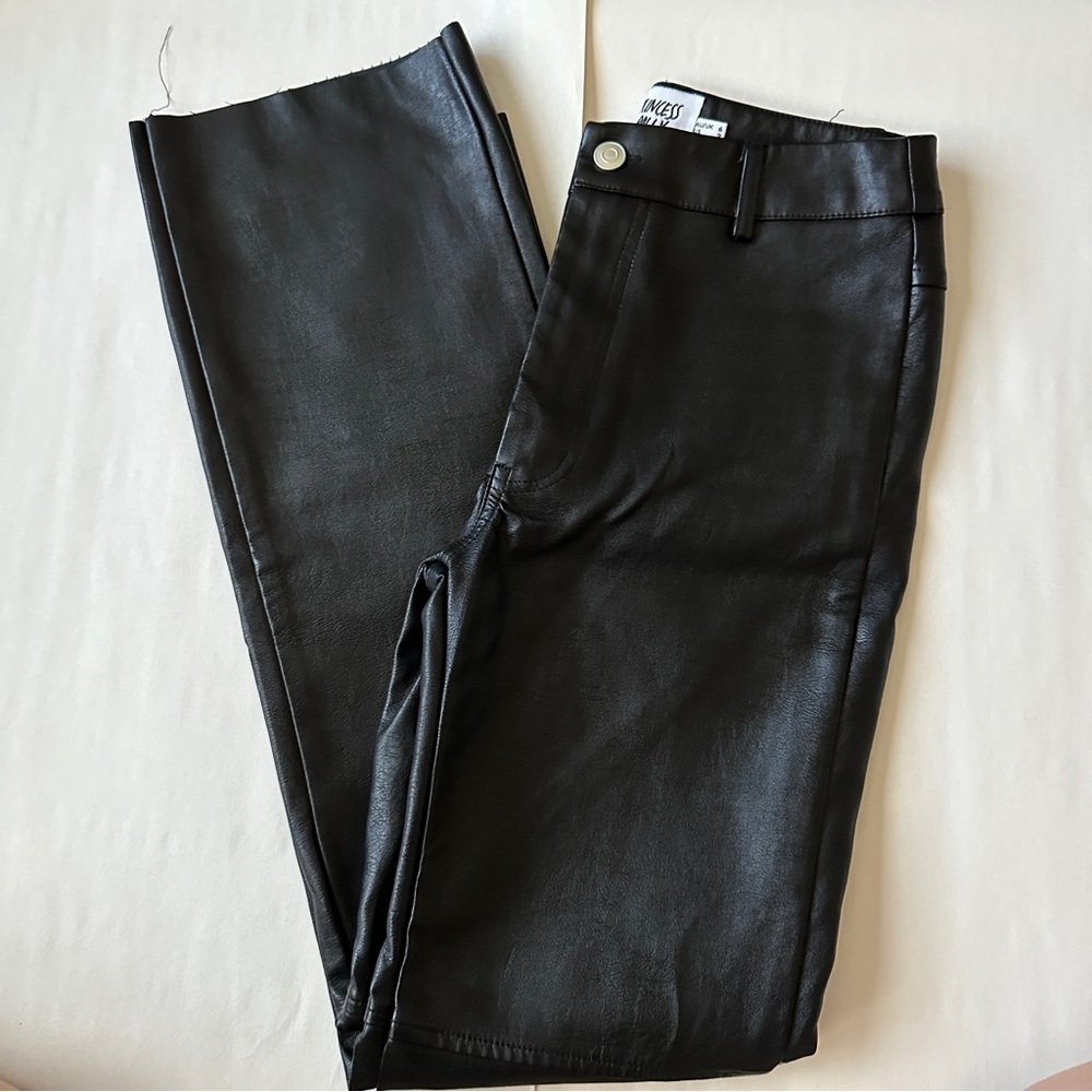Princess Polly Faux Leather Pants Size 2 Black High Waisted